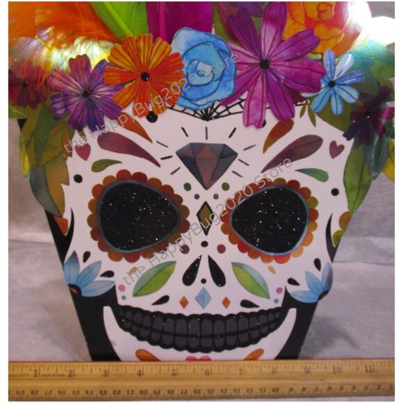 Papyrus DAY OF THE DEAD Halloween gift bag/tote-feathers + Tissue Paper-SEALED - Picture 3 of 10
